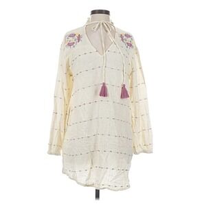 Earthbound Trading Co Boho Beach Cover Up Tunic Dress Embroidered Gauze M‎